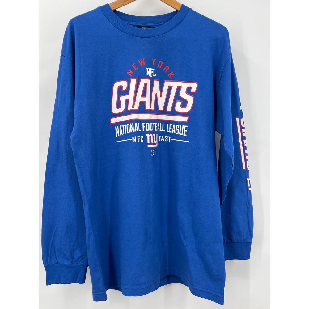 NFL Team Apparel New York Giants Long Sleeve Graphic T-Shirt‎ Blue Mens Large